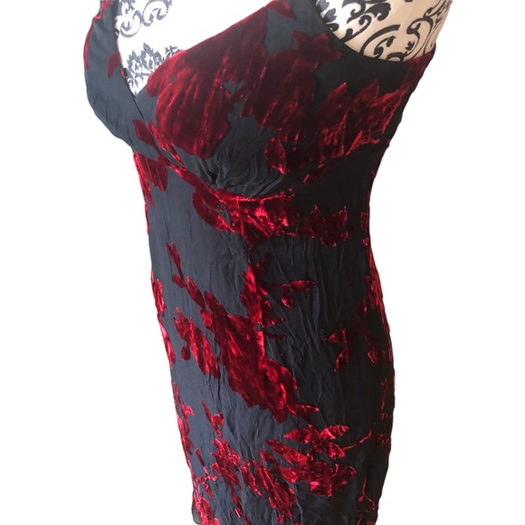 Vintage AXL silk blend red and black v-neck dress - Picture 5 of 15